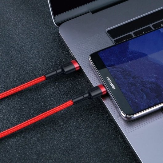 Baseus Cafule Cable USB Tipo-C a Tipo-C Carga Rápida 3.0 Power Delivery 2.0 60W 2m Rojo