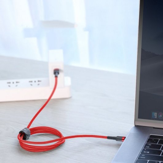 Baseus Cafule Cable USB Tipo-C a Tipo-C Carga Rápida 3.0 Power Delivery 2.0 60W 2m Rojo