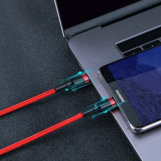 Baseus Cafule Cable USB Tipo-C a Tipo-C Carga Rápida 3.0 Power Delivery 2.0 60W 2m Rojo