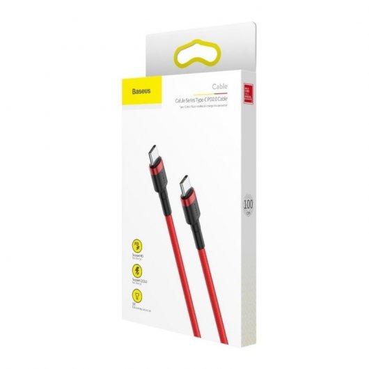 Baseus Cafule Cavo USB Type-C a Type-C Quick Charge 3.0 Power Delivery 2.0 60W 2m Rosso