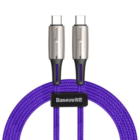 Baseus Water Drop-Shaped Lamp Cable USB Tipo-C a Tipo-C QC 3.0 PD 2.0 60W 1m Morado