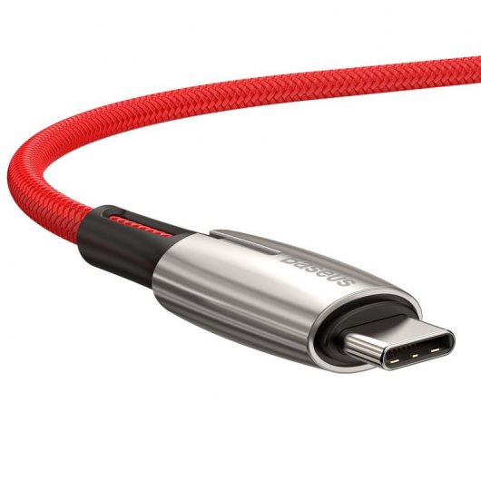 Baseus Water Drop-Shaped Lamp Cable USB Tipo-C a Tipo-C QC 3.0 PD 2.0 60W 1m Rojo