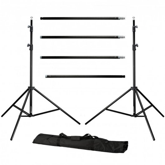 Bresser BR-D23 Soporte de Fondo 3m + Telón de Fondo Negro 3x6m