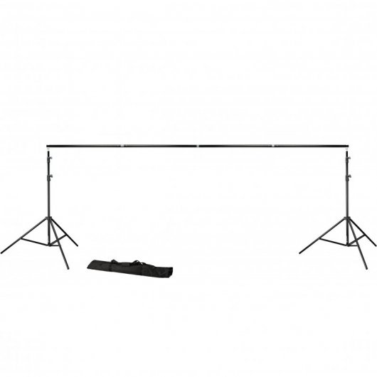 Bresser BR-D23 Soporte de Fondo 3m + Telón de Fondo Negro 3x6m