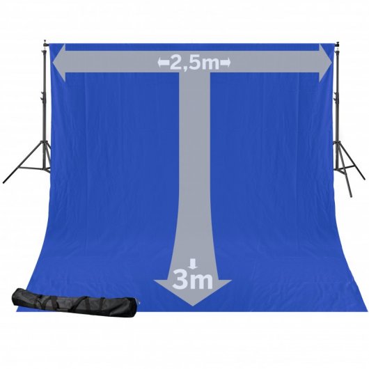 Bresser BR-D24 Soporte de Fondo + Telón de Fondo Azul Croma 2.5x3m