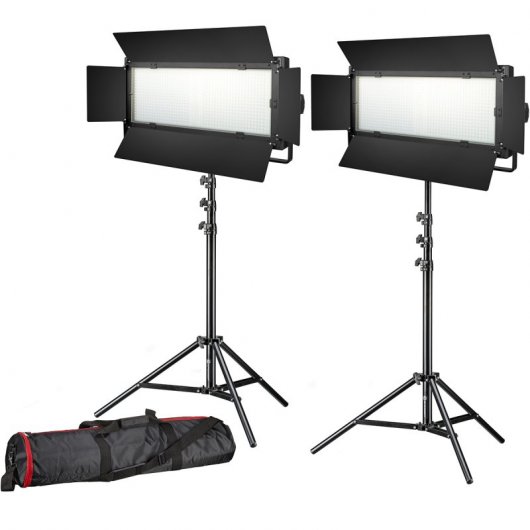 Bresser LG-1200 Set de Iluminación Foto/Vídeo 2 Lámparas LED 71W + 2 Soportes