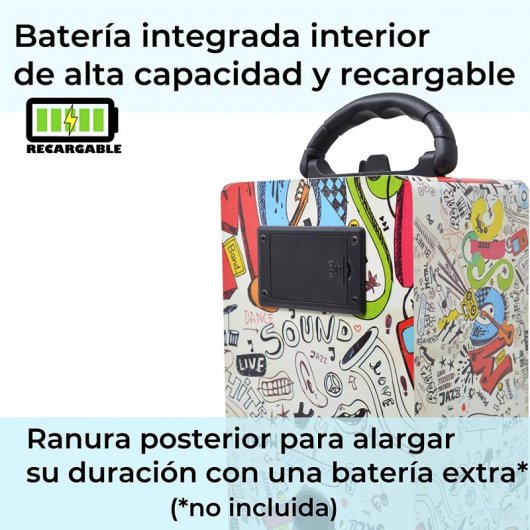 Dynasonic Karaoke 025 Altavoz Bluetooth TWS con Karaoke y 2 Micrófonos Graffiti
