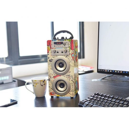 Dynasonic Karaoke 025 Altavoz Bluetooth TWS con Karaoke y 2 Micrófonos Graffiti