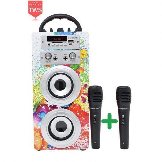Dynasonic Karaoke 025 Altavoz Bluetooth TWS con Karaoke y 2 Micrófonos Multicolor