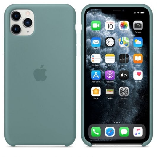Custodia in silicone verde mela per iPhone 11 Pro Max
