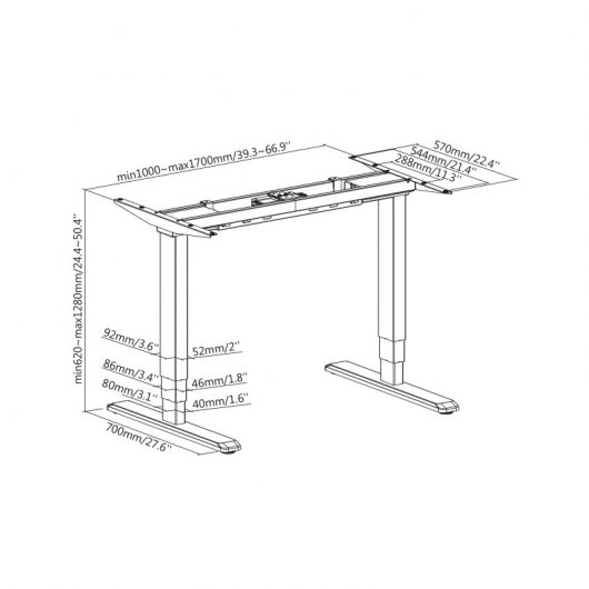 Digitus Estrutura de Mesa Elétrica com Altura Regulável