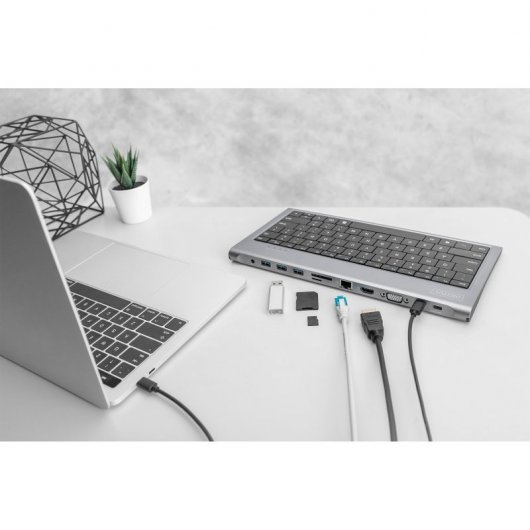 Digitus Teclado con Dockastation USB-C™ 10 en 1