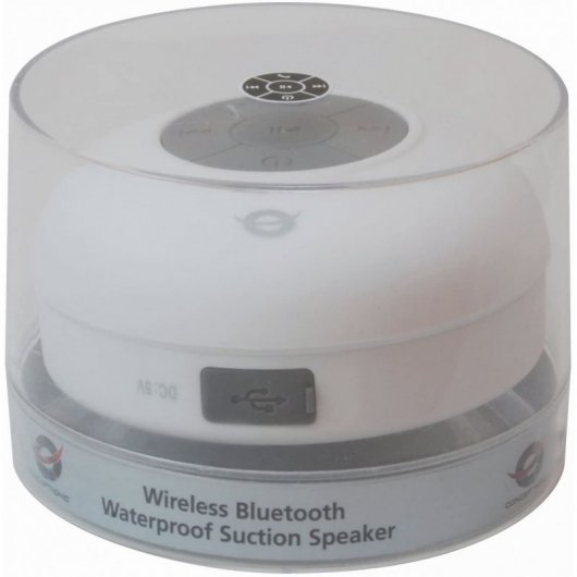 Conceptronic CSPKBTWPSUCW Altavoz con Ventosa Impermeable Inalámbrico 3W Gris/Blanco