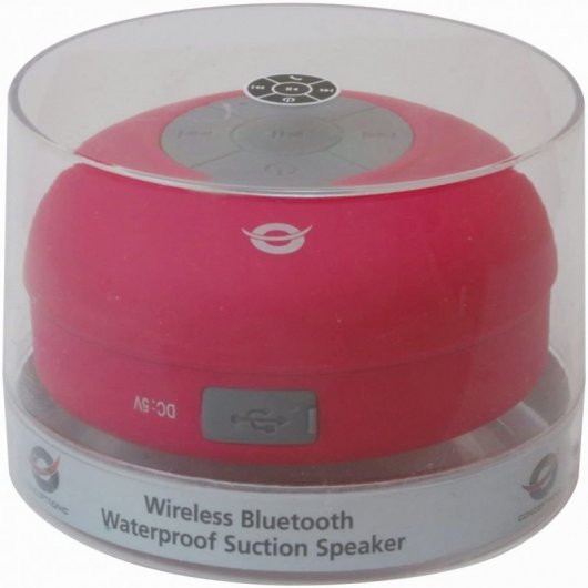 Conceptronic CSPKBTWPSUCP Coluna com Ventosa Impermeável Sem Fios 3W Vermelha