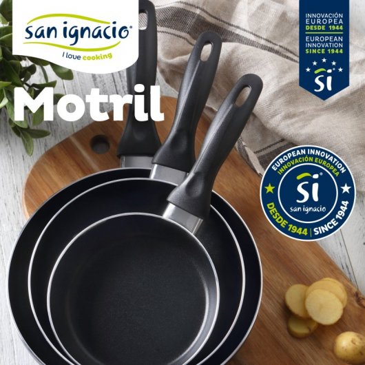 San Ignacio Motril Set de Sartenes de Aluminio 16, 20 y 24cm + Renberg Set de Utensilios