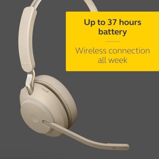 Auriculares Jabra Evolve2 65 inalámbricos Bluetooth con Cancelación de Ruido pasiva y micrófono, uso oficina, base de ca