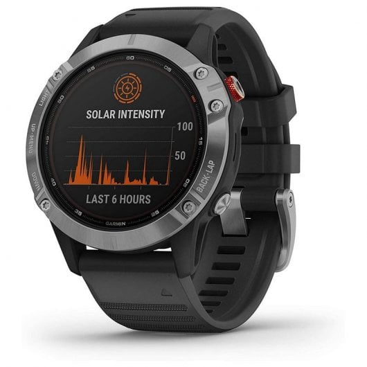 Garmin Fénix 6 Solar 47mm Plata con Correa Negra