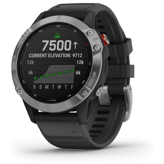 Garmin Fénix 6 Solar 47mm Argento con cinturino nero