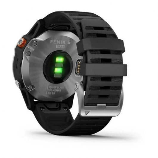 Garmin Fénix 6 Solar 47mm Plata con Correa Negra