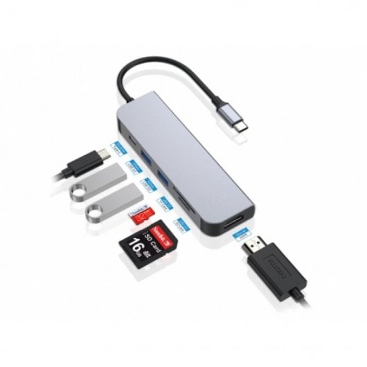 Adaptateur concentrateur Conceptronic DONN USB-C vers HDMI/USB-C/USB 3.0/SD/MicroSD