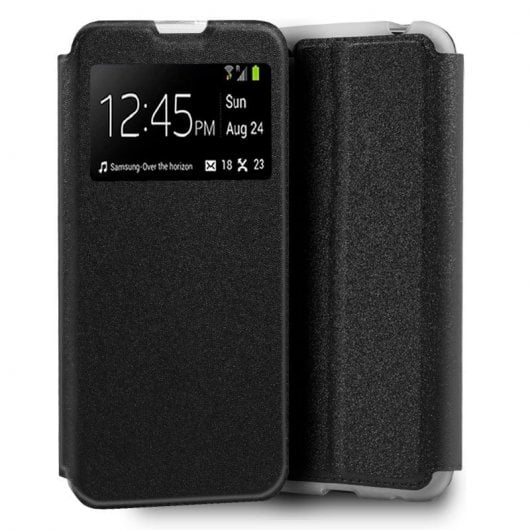 Cool Funda Flip Cover Liso Negro para ZTE Blade A5 2020
