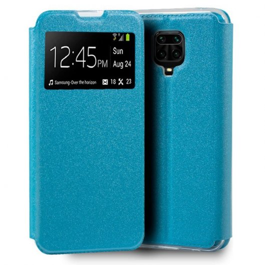 Cool Funda Flip Cover Liso Celeste para Xiaomi Redmi Note 9S / Note 9 Pro