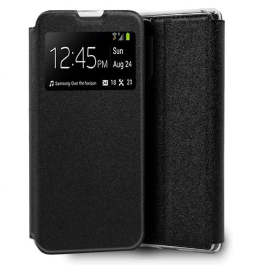 Cool Funda Flip Cover Liso Negra para Wiko View 4