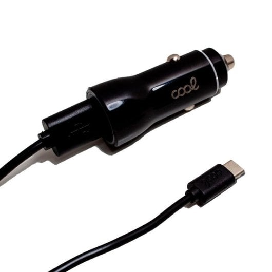 Cooles Autoladegerät 2x USB 2.4A mit USB-C-Kabel Schwarz