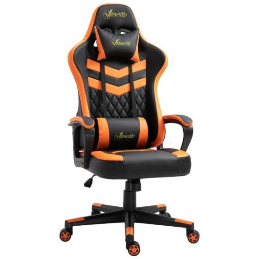 Vinsetto Gaming Silla Reclinable Altura Ajustable Reposacabezas 61x70x121-129cm Naranja