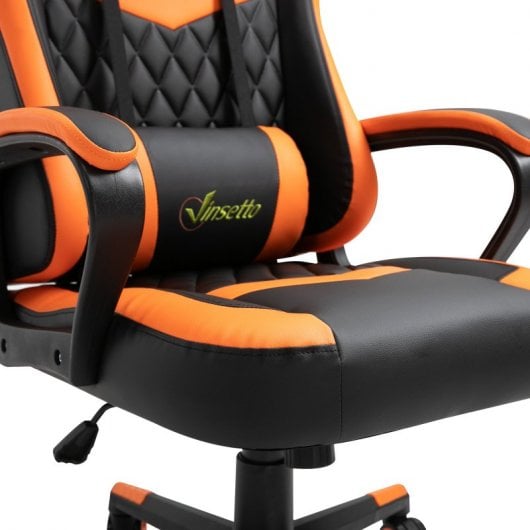 Vinsetto Gaming Silla Reclinable Altura Ajustable Reposacabezas 61x70x121-129cm Naranja