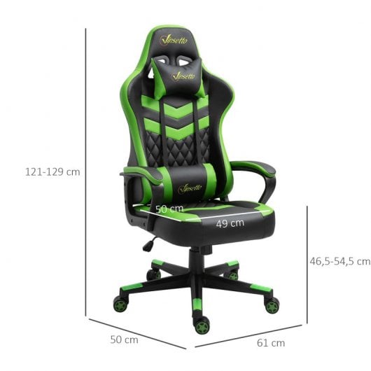 Vinsetto Cadeira Gaming Ergonómica Verde
