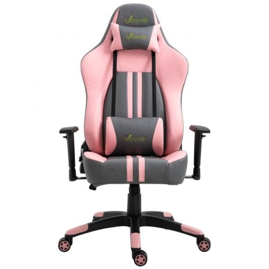 Vinsetto Silla Gaming Ergonómica Reclinable Rosa/Gris