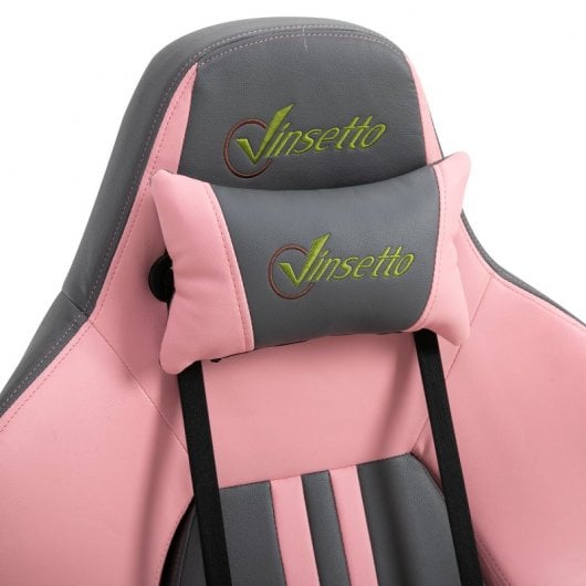 Vinsetto Silla Gaming Ergonómica Reclinable Rosa/Gris