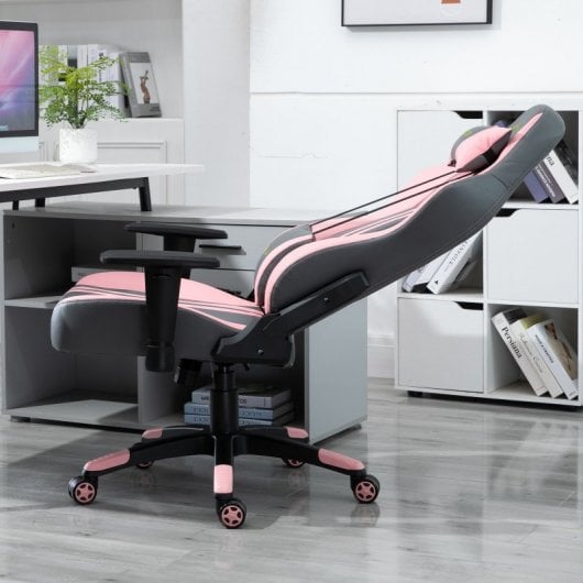 Vinsetto Silla Gaming Ergonómica Reclinable Rosa/Gris