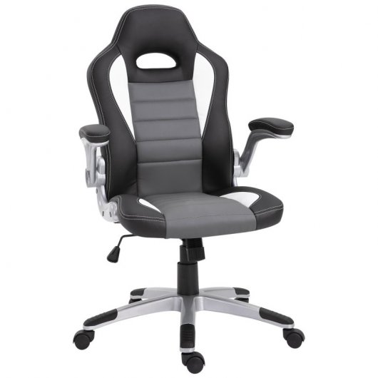 HomCom Silla Gaming Ergonómica Gris/Negro