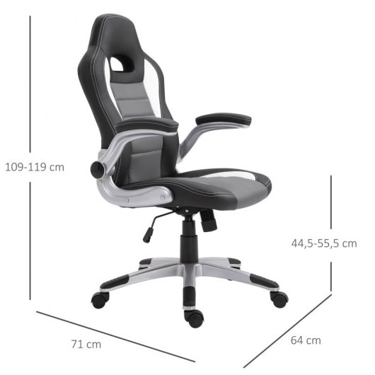 HomCom Silla Gaming Ergonómica Gris/Negro