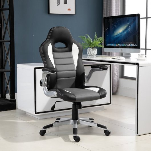 HomCom Silla Gaming Ergonómica Gris/Negro