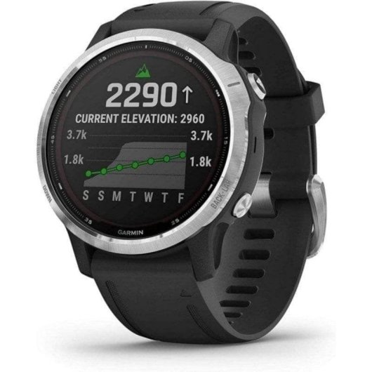 Garmin Fenix 6S Solar Bluetooth GPS NFC 42mm Plata Correa Negra S/M Resistente 10 ATM SpO2