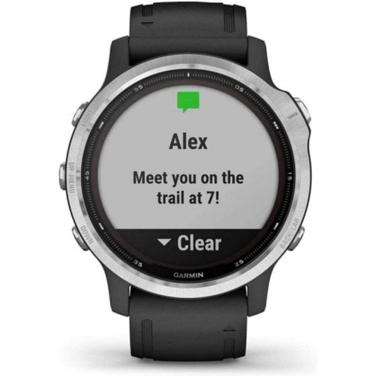 Garmin Fenix 6S Solar Bluetooth NFC GPS 42mm MIP Prata com Correia Preta SpO2 10ATM