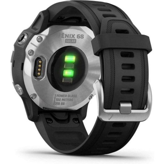 Garmin Fenix 6S Solar Bluetooth NFC GPS 42mm MIP Prata com Correia Preta SpO2 10ATM