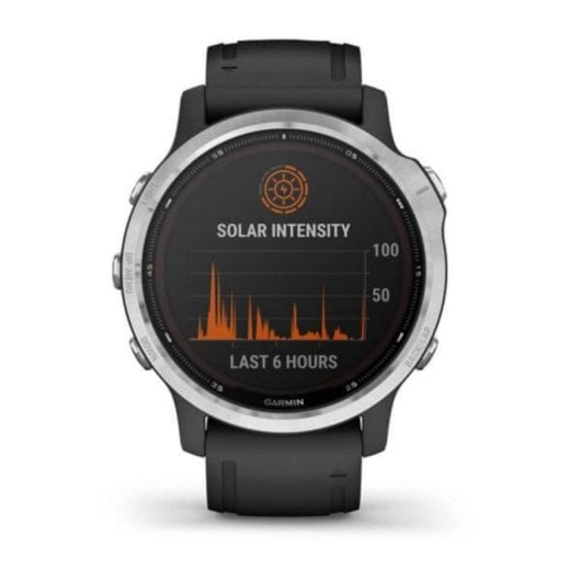 Garmin Fenix 6S Solar Bluetooth NFC GPS 42mm MIP Prata com Correia Preta SpO2 10ATM