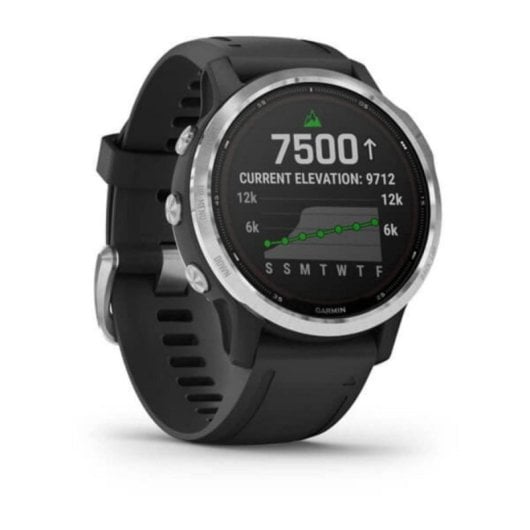 Garmin Fenix 6S Solar Bluetooth NFC GPS 42mm MIP Prata com Correia Preta SpO2 10ATM