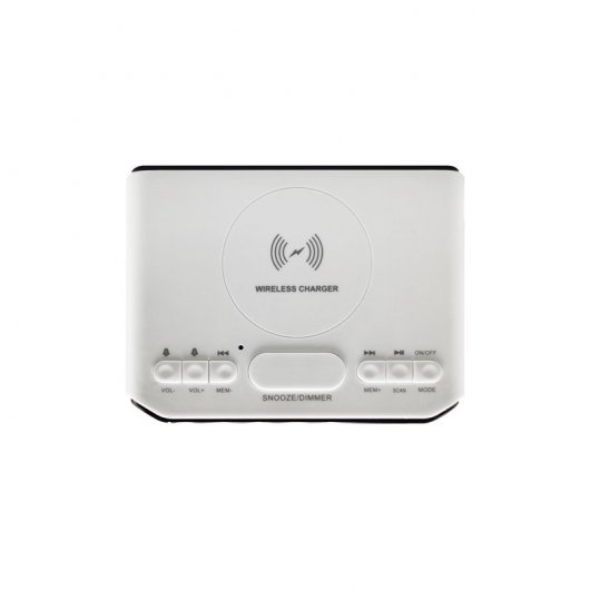 Sunstech FRD50BTWC Radio Despertador Bluetooth con Base Carga Inalámbrica Blanco