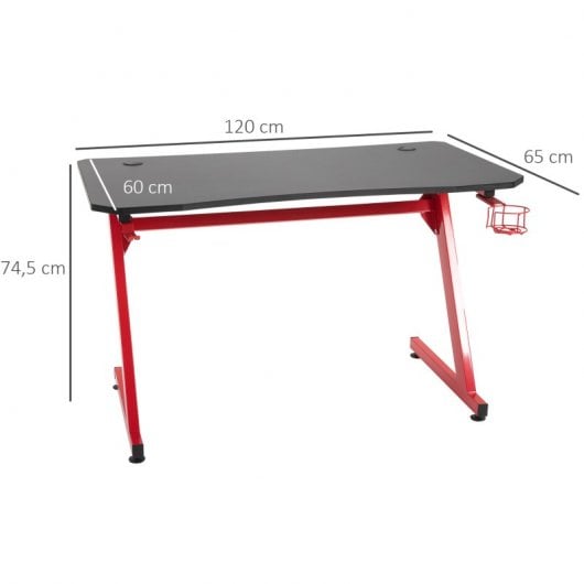 HomCom Mesa Gaming Negra/Roja