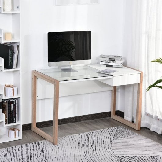 HomCom Mesa de Escritorio 120x60x75cm Blanca