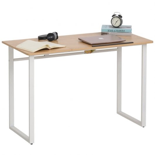 HomCom Mesa de Escritorio Elevable Tablero Ajustable 120x60x76cm Madera/Blanco