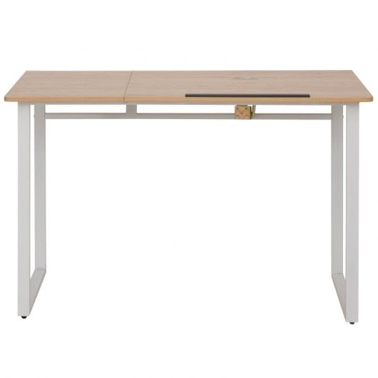 HomCom Mesa de Escritorio Elevable Tablero Ajustable 120x60x76cm Madera/Blanco