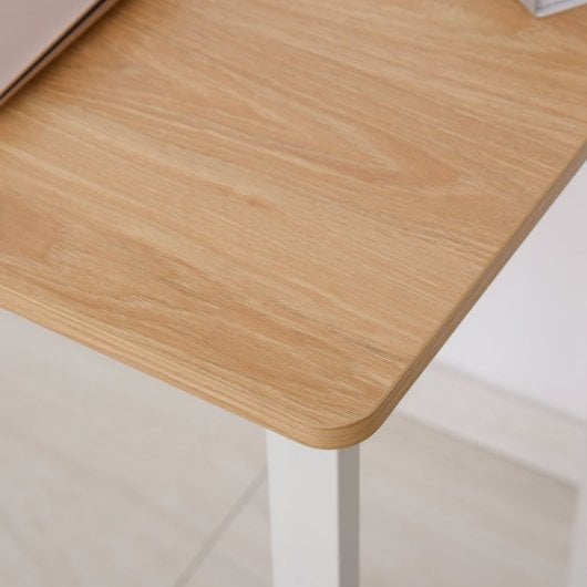 HomCom Mesa de Escritorio Elevable Tablero Ajustable 120x60x76cm Madera/Blanco