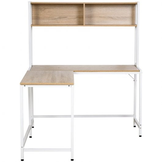 HomCom Mesa Escritorio con Estantes 140x125x149 cm Madera/Blanco