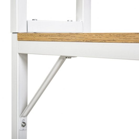 HomCom Mesa Escritorio con Estantes 140x125x149 cm Madera/Blanco
